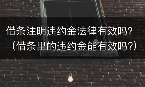 借条注明违约金法律有效吗？（借条里的违约金能有效吗?）