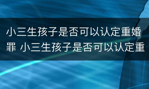 小三生孩子是否可以认定重婚罪 小三生孩子是否可以认定重婚罪呢