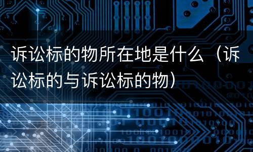 诉讼标的物所在地是什么（诉讼标的与诉讼标的物）