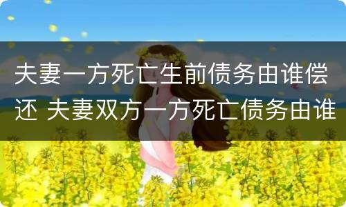 夫妻一方死亡生前债务由谁偿还 夫妻双方一方死亡债务由谁还