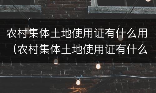 农村集体土地使用证有什么用（农村集体土地使用证有什么作用）