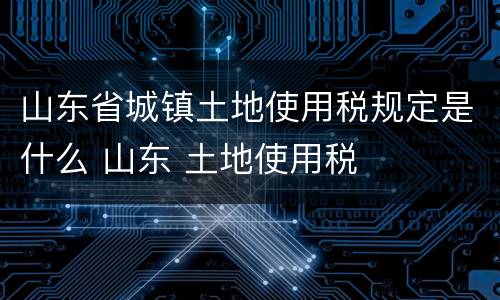 山东省城镇土地使用税规定是什么 山东 土地使用税