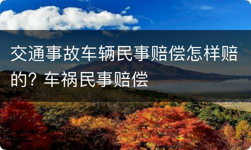 交通事故车辆民事赔偿怎样赔的? 车祸民事赔偿