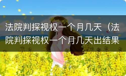 法院判探视权一个月几天（法院判探视权一个月几天出结果）