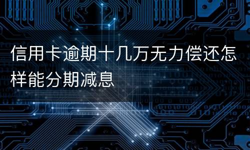信用卡逾期十几万无力偿还怎样能分期减息