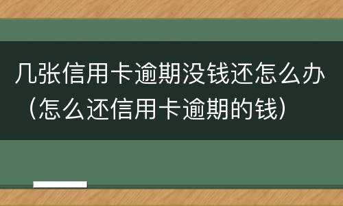 几张信用卡逾期没钱还怎么办（怎么还信用卡逾期的钱）