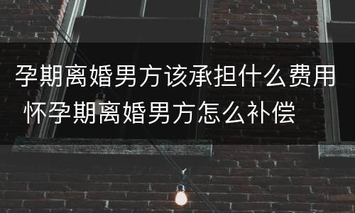 孕期离婚男方该承担什么费用 怀孕期离婚男方怎么补偿
