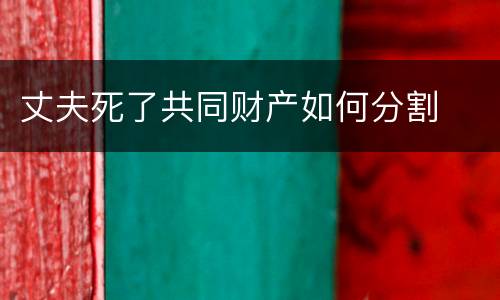 丈夫死了共同财产如何分割