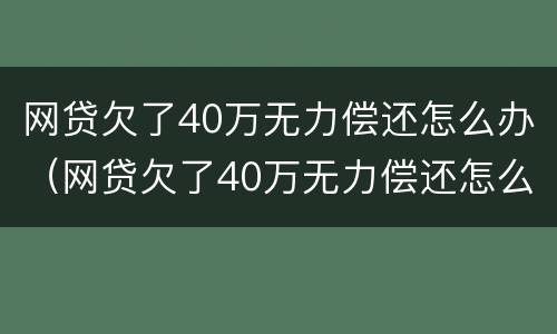 网贷欠了40万无力偿还怎么办（网贷欠了40万无力偿还怎么办呢）