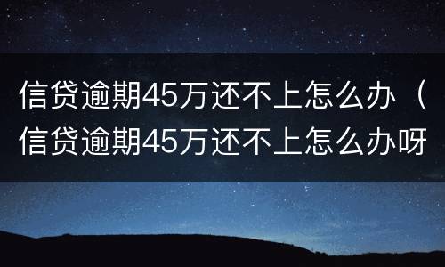 信贷逾期45万还不上怎么办（信贷逾期45万还不上怎么办呀）