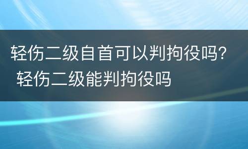 轻伤二级自首可以判拘役吗？ 轻伤二级能判拘役吗