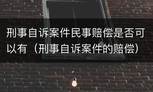 刑事自诉案件民事赔偿是否可以有（刑事自诉案件的赔偿）