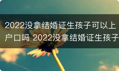 2022没拿结婚证生孩子可以上户口吗 2022没拿结婚证生孩子可以上户口吗现在