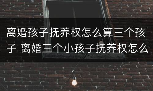 离婚孩子抚养权怎么算三个孩子 离婚三个小孩子抚养权怎么判定