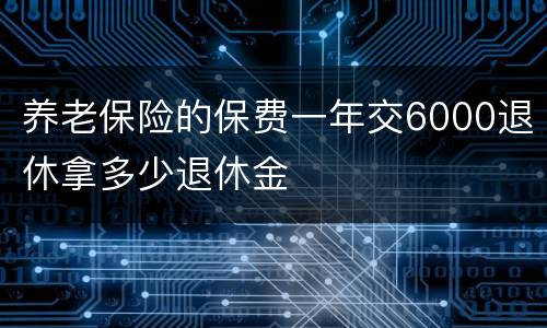 养老保险的保费一年交6000退休拿多少退休金