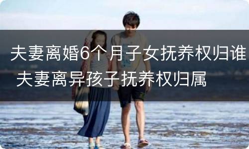 夫妻离婚6个月子女抚养权归谁 夫妻离异孩子抚养权归属