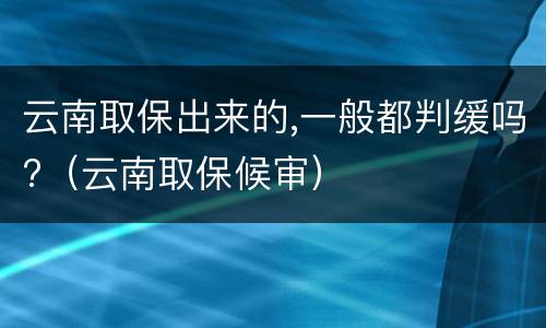 云南取保出来的,一般都判缓吗?（云南取保候审）