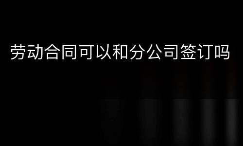 劳动合同可以和分公司签订吗
