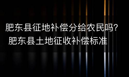 肥东县征地补偿分给农民吗？ 肥东县土地征收补偿标准
