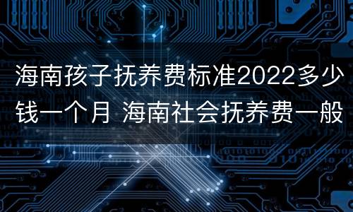海南孩子抚养费标准2022多少钱一个月 海南社会抚养费一般多少钱