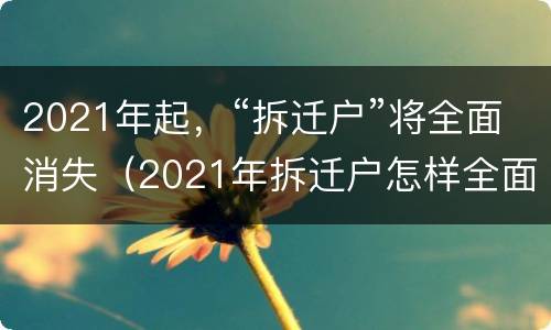 2021年起，“拆迁户”将全面消失（2021年拆迁户怎样全面消失）