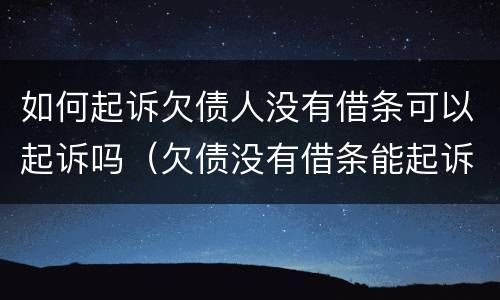如何起诉欠债人没有借条可以起诉吗（欠债没有借条能起诉吗）