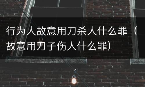 行为人故意用刀杀人什么罪（故意用刀子伤人什么罪）