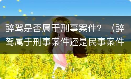 醉驾是否属于刑事案件？（醉驾属于刑事案件还是民事案件）