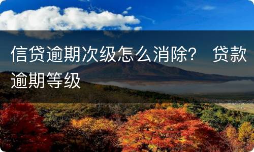 信贷逾期次级怎么消除？ 贷款逾期等级