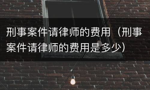 刑事案件请律师的费用（刑事案件请律师的费用是多少）