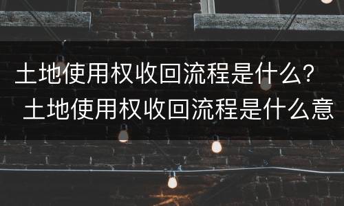 土地使用权收回流程是什么？ 土地使用权收回流程是什么意思