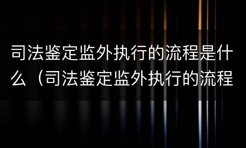 司法鉴定监外执行的流程是什么（司法鉴定监外执行的流程是什么样的）