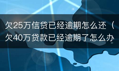 欠25万信贷已经逾期怎么还（欠40万贷款已经逾期了怎么办?）