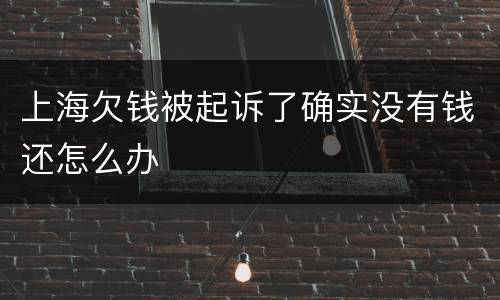 上海欠钱被起诉了确实没有钱还怎么办