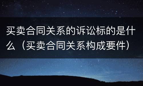 买卖合同关系的诉讼标的是什么（买卖合同关系构成要件）