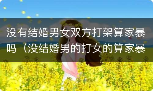 没有结婚男女双方打架算家暴吗（没结婚男的打女的算家暴吗?）