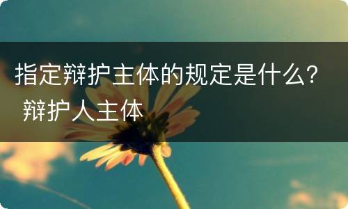 指定辩护主体的规定是什么？ 辩护人主体