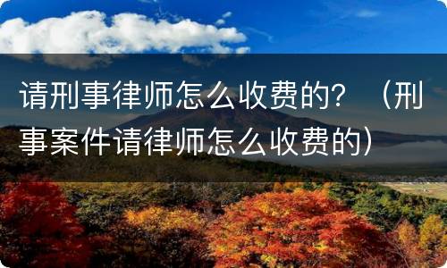 请刑事律师怎么收费的？（刑事案件请律师怎么收费的）