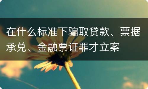 在什么标准下骗取贷款、票据承兑、金融票证罪才立案