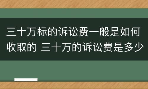 三十万标的诉讼费一般是如何收取的 三十万的诉讼费是多少钱