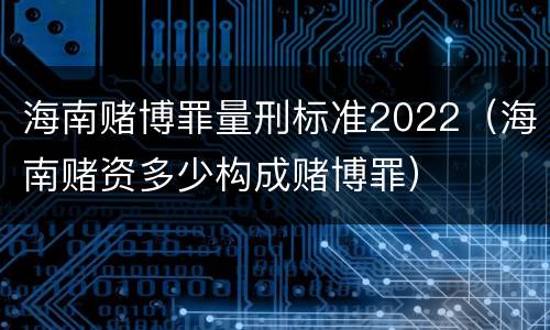 海南赌博罪量刑标准2022（海南赌资多少构成赌博罪）