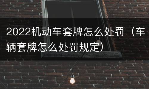 2022机动车套牌怎么处罚（车辆套牌怎么处罚规定）