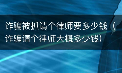 诈骗被抓请个律师要多少钱（诈骗请个律师大概多少钱）
