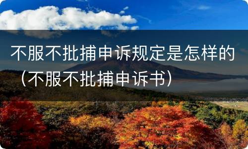 不服不批捕申诉规定是怎样的（不服不批捕申诉书）