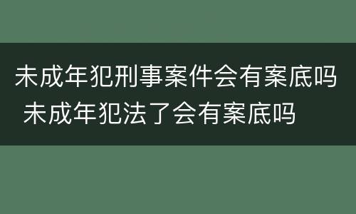 未成年犯刑事案件会有案底吗 未成年犯法了会有案底吗
