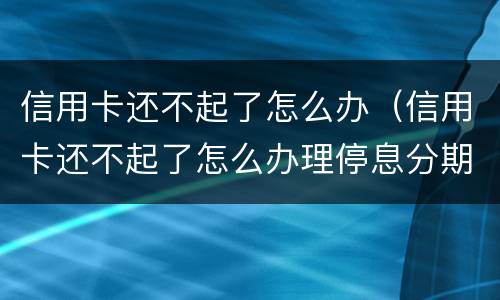 信用卡还不起了怎么办（信用卡还不起了怎么办理停息分期）