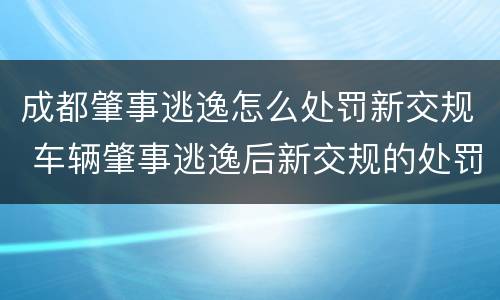 成都肇事逃逸怎么处罚新交规 车辆肇事逃逸后新交规的处罚