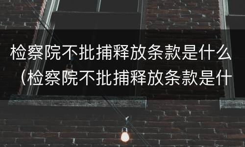 检察院不批捕释放条款是什么（检察院不批捕释放条款是什么意思呀）