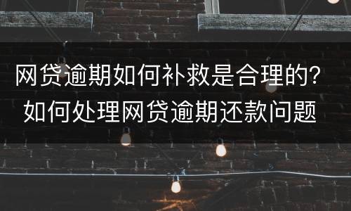网贷逾期如何补救是合理的？ 如何处理网贷逾期还款问题