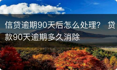 信贷逾期90天后怎么处理？ 贷款90天逾期多久消除